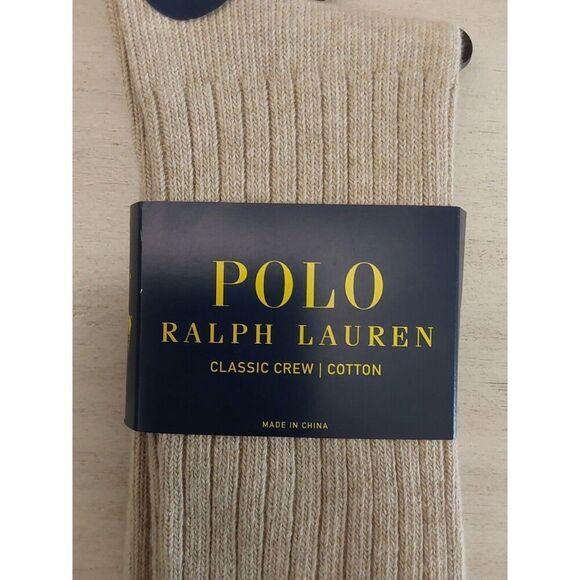 Polo Ralph Lauren Mens Classic Crew Socks-Taupe Cotton Blend 1-Pair XL Sz 13-16 - Picture 5 of 9